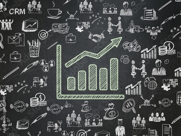 Fototapeta Business concept: Growth Graph on School Board background