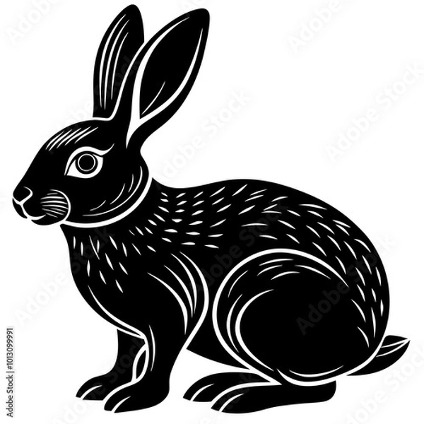 Obraz black and white rabbit