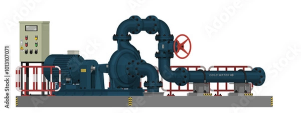 Fototapeta Isolated pump system on white background