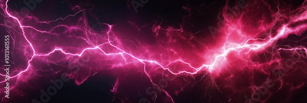 Fototapeta Pink Lightning on a Black Background	