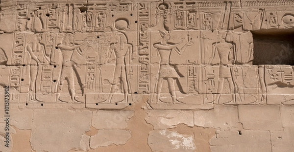 Fototapeta Architecture of ancient Egypt, Luxor. Places of rule of pharaohs, hieroglyphs