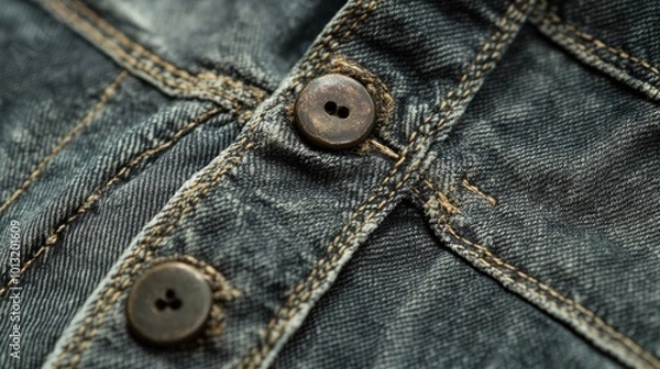 Fototapeta Stonewashed cotton fabric with rivets