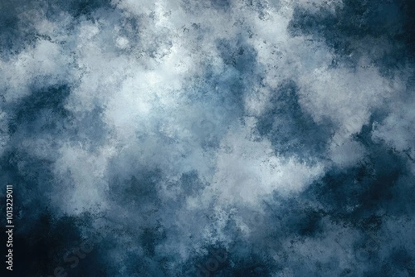 Fototapeta Brush marks layered to create a cloudy, atmospheric texture in cool shades of blue and gray