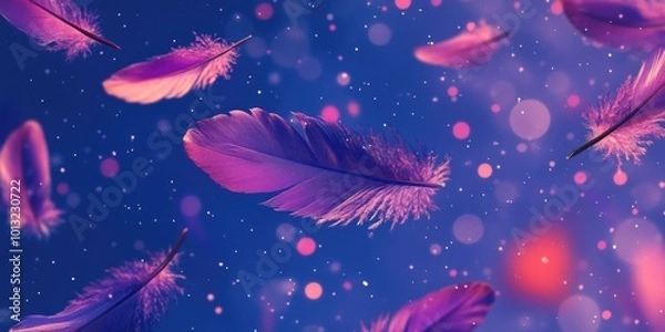 Fototapeta Purple Feathers Floating