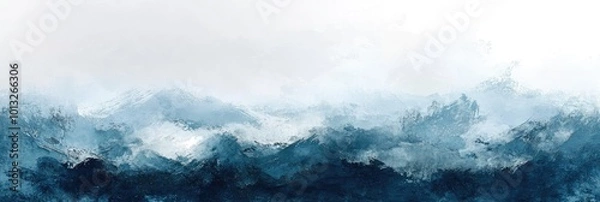 Fototapeta Brush marks layered to create a cloudy, atmospheric texture in cool shades of blue and gray