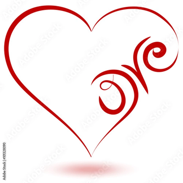 Obraz cuore calligrafico