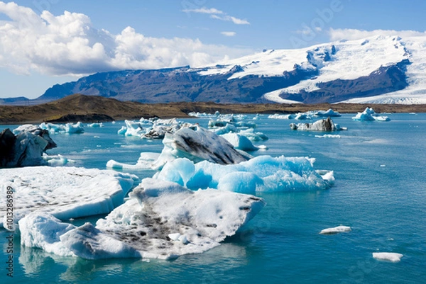 Fototapeta Jökulsárlón - large glacial lake in southern part of Vatnajökull National Park, Iceland
