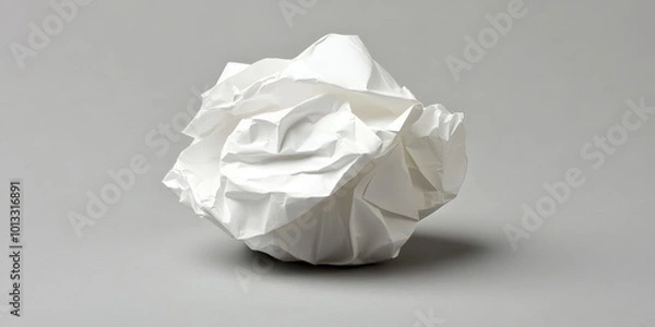 Obraz Crumpled White Paper on Gray Background