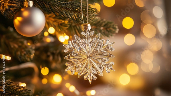 Fototapeta クリスマスツリーに輝くガラスのオーナメント