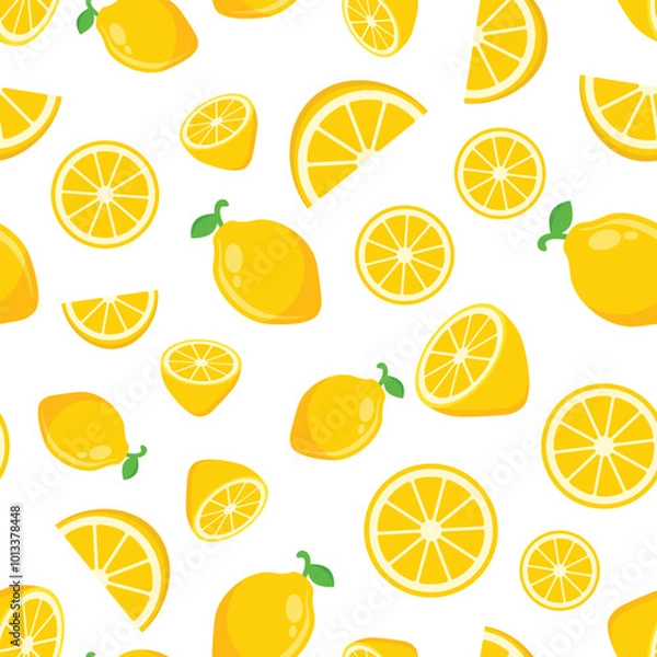 Fototapeta Lemon fruit icon seamless pattern background in flat style. Organic fruits vector illustration on isolated background. Vitamin C food sign business concept.
