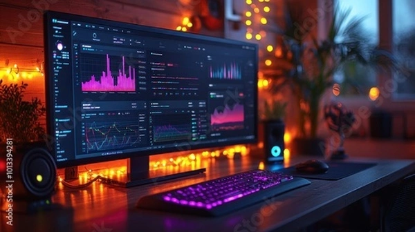 Fototapeta Creative Lighting Enhancing Data Visualization and Analysis Program