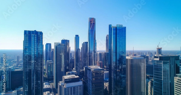 Fototapeta Office Skyscrapers in the City Financial and Business District