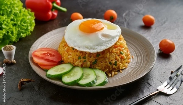 Fototapeta rice with vegetables