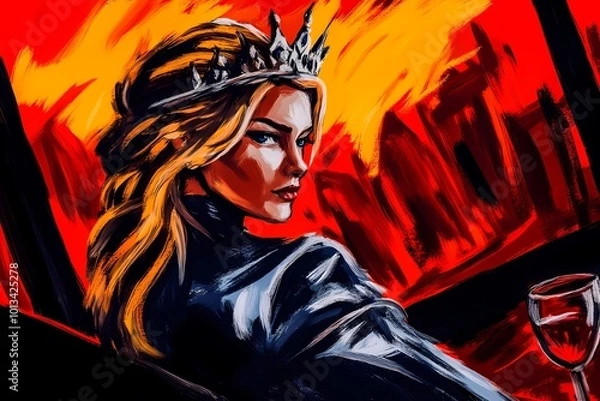 Fototapeta Elegant queen background with royal crown, luxurious details, perfect for regal and noble-themed designs, illustrations, or elegant events.