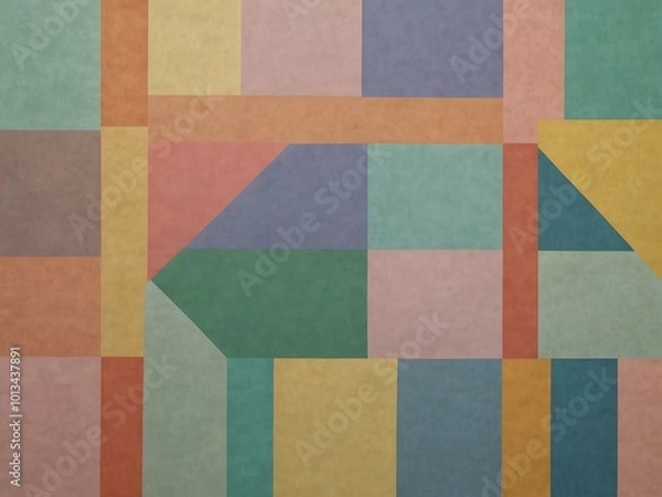 Fototapeta Soft pastel geometric shapes for a calming aesthetic.