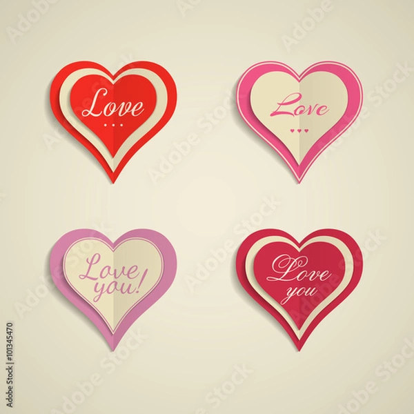 Fototapeta Set of hearts labels for Valentine's Day
