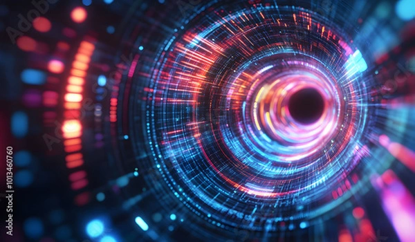 Fototapeta Glowing big data on a colorful background. 3d illustration design