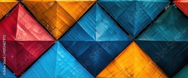 Fototapeta Vibrant Geometric Patterns: A Colorful Display of Outdoor Canopies
