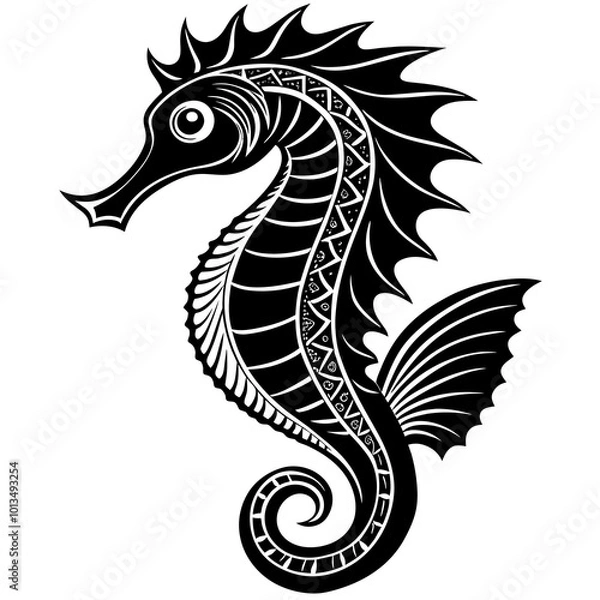 Fototapeta Funny Seahorse Vector Illustration on White Background Cartoons, Clipart, Line Art Design, Funny seahorse vector art on white background, ideal for cartoons, clipart, and line art designs