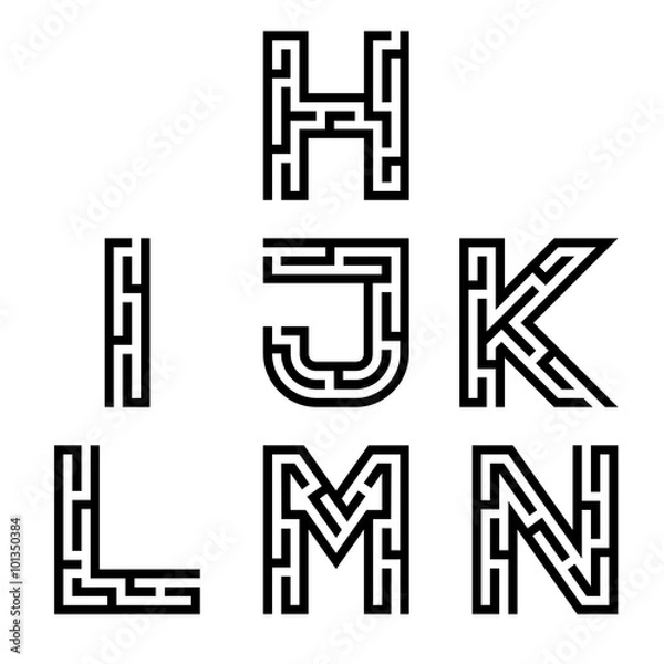 Obraz vector real maze alphabet font letters - part 2