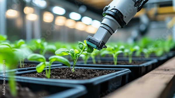 Fototapeta 植物工場のロボットアーム