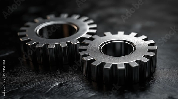 Fototapeta two modern cogs side by side with a smaller cog connected