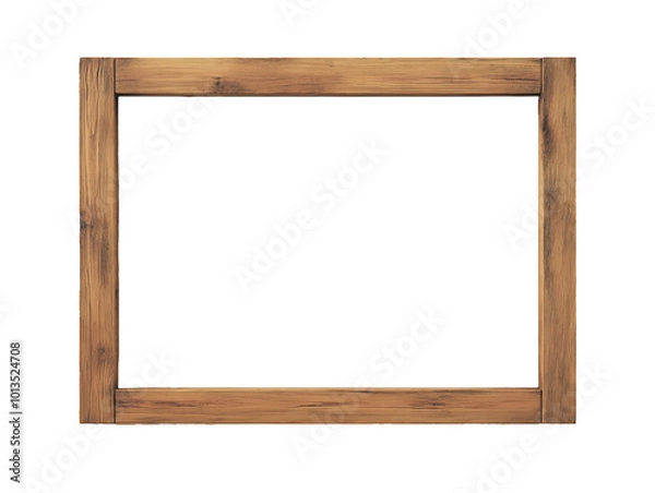 Fototapeta Old and realistic wooden picture frame on transparent background.