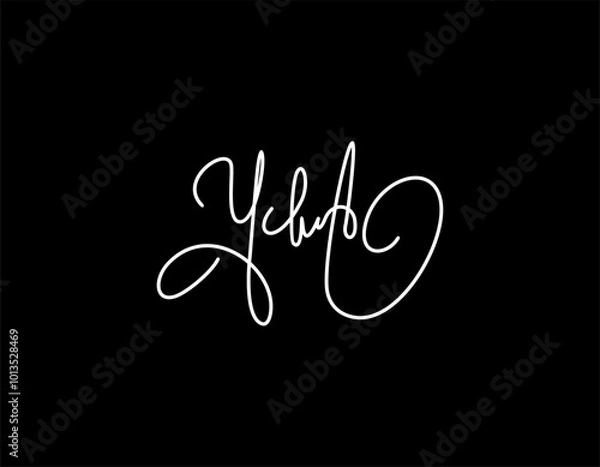 Obraz Y initial handwriting logo template vector. signature logo concept