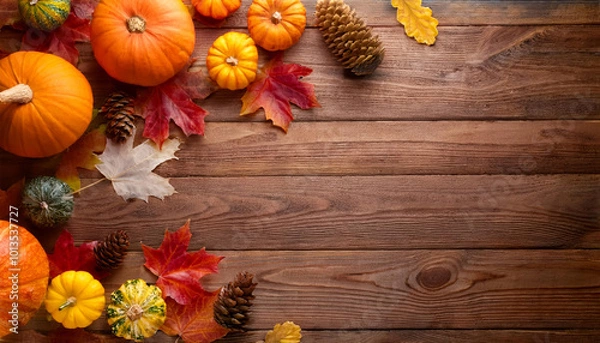 Fototapeta A diverse collection of pumpkins in various shapes and colors, perfect for autumn themes, displays, 