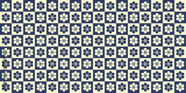 Obraz Blue and cream flower box puzzle pattern