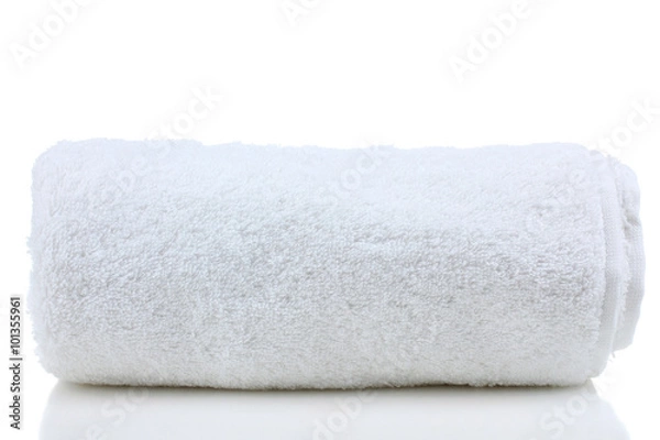 Fototapeta soft bath towel rolled up on a white isolated background
