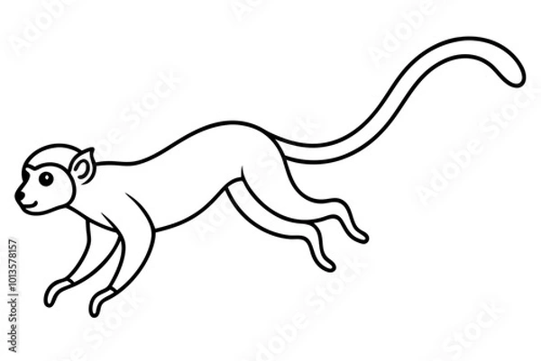 Fototapeta Dynamic Squirrel Monkey Jumping Between Trees Vector Illustration Showcasing Nature's Energy
