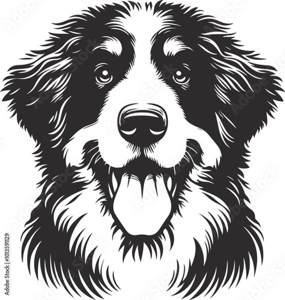 Obraz Bernedoodle Dog  different poses silhouette vector design