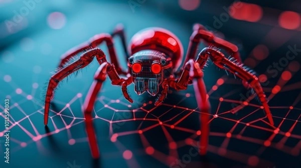 Fototapeta Robotic Spider Weaving Solar Webs