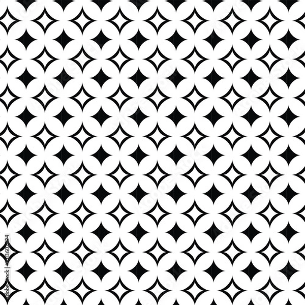 Fototapeta Seamless black and white diamond grid pattern.	