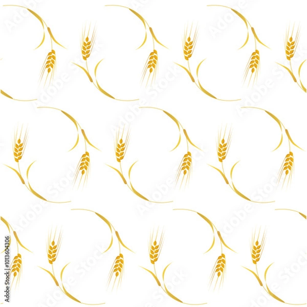 Obraz Seamless pattern of golden barley ears
