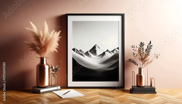 Fototapeta modern living room with fireplace