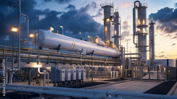 Fototapeta A hydrogen plant integrated with a carbon capture system, removing CO2 while producing clean hydrogen