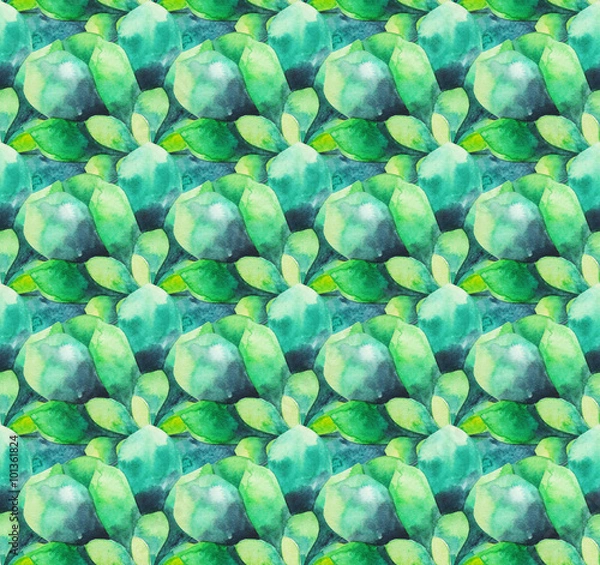 Obraz Watercolor succulent pattern