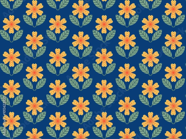 Obraz Art & Illustration repetitive geometric flower pattern.