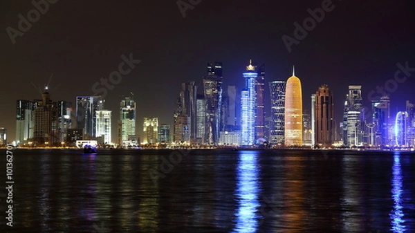 Obraz Doha, Qatar. Night skyline.