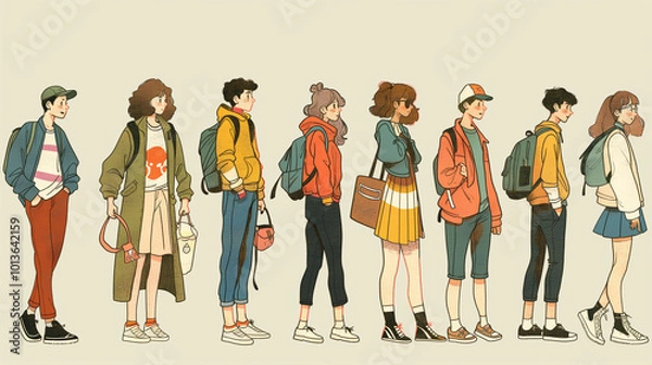 Obraz 人物の手描きイラスト集