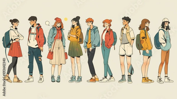 Fototapeta 人物の手描きイラスト集