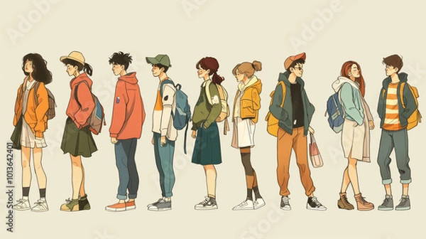 Fototapeta 人物の手描きイラスト集