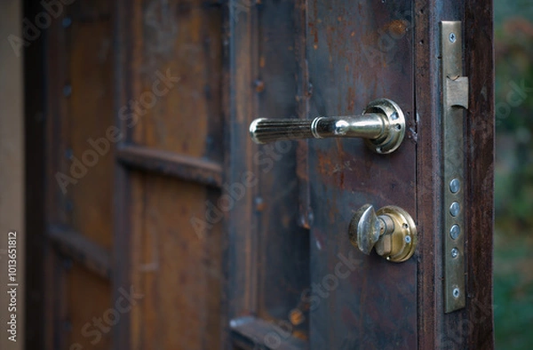 Fototapeta not painted open metal door