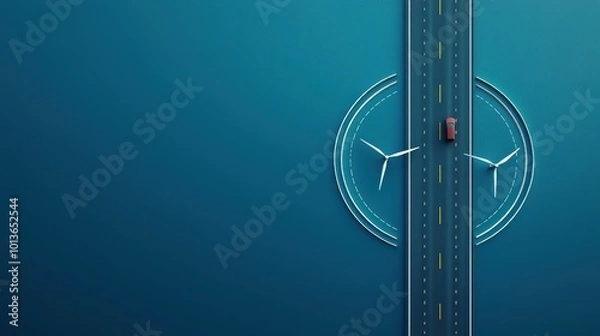 Obraz A road with wind turbines, symbolizing sustainable transportation and renewable energy.