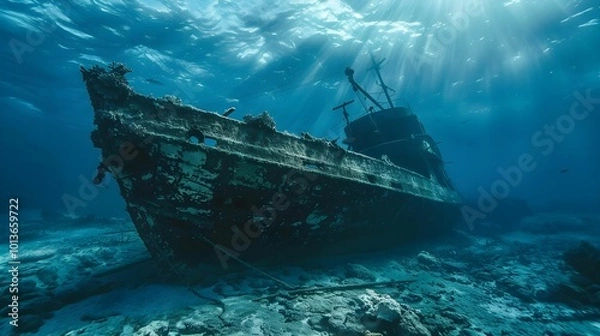 Fototapeta Sunken ship Wallpaper. Background
