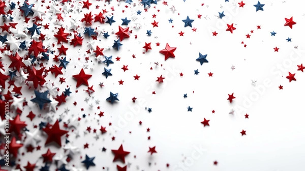 Fototapeta 3D Stars and Stripes Floating Freely in the Air, Celebrating Freedom and Unity on Veterans Day - Iconic Design Isolated on White Background
