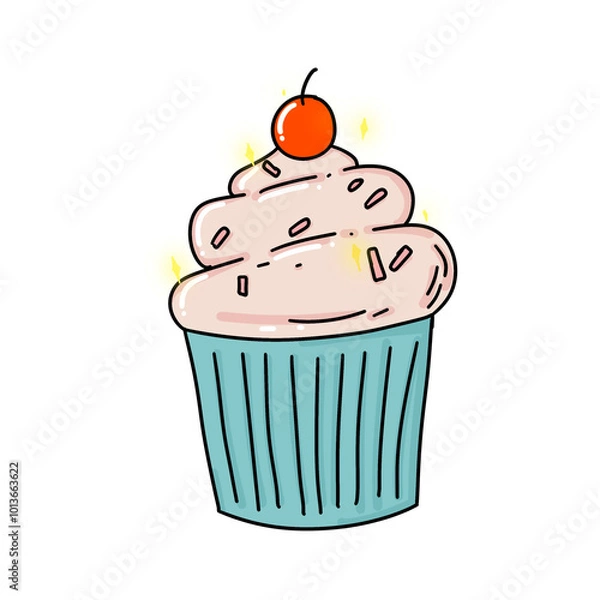 Obraz cupcake with cherry