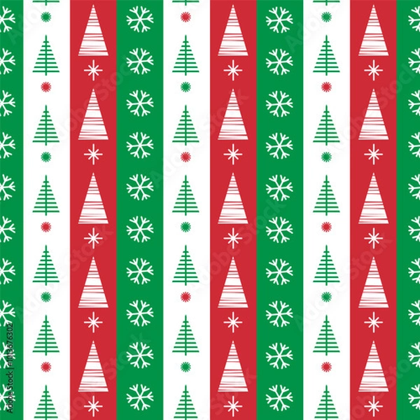 Obraz Christmas Modern Pattern in National Color Flag Italy style. Festive Christmas Winter Forest Packaging. Vector